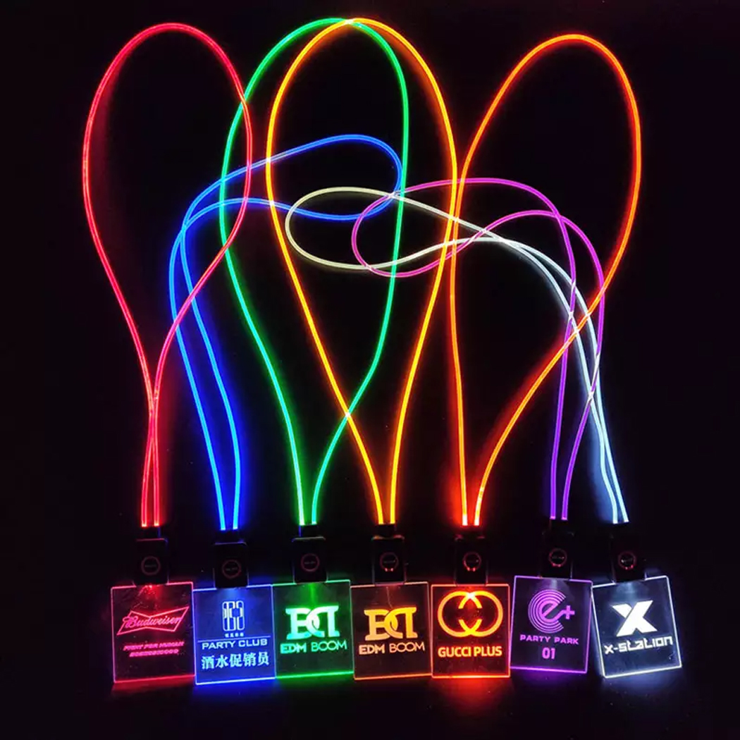 LED rechargeable Lanyards with acrylic badge   page